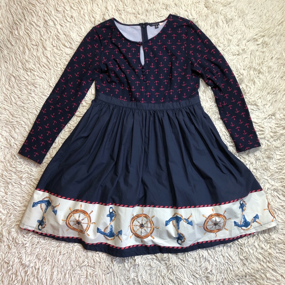 Modcloth Twofer Sailor Nautical Long Sleeve Dress